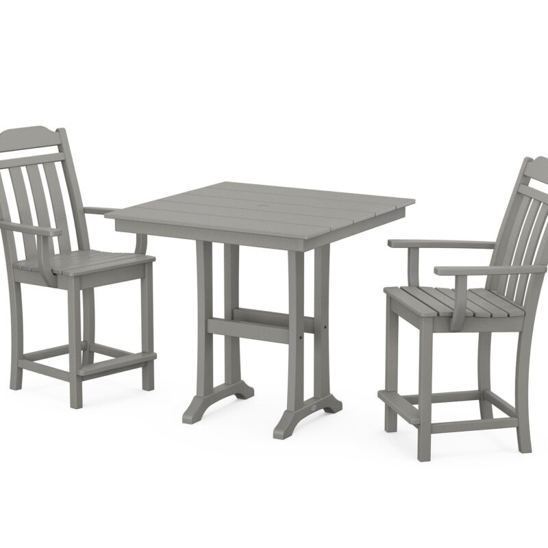 POLYWOOD Cottage 3-Piece Farmhouse Counter Set with Trestle Legs