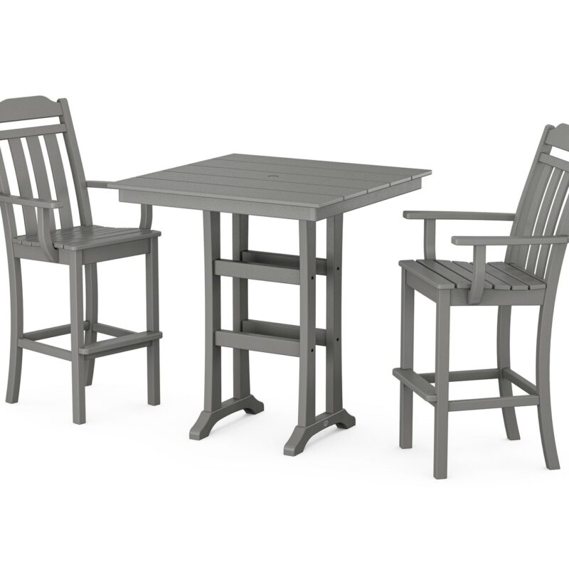 POLYWOOD Cottage 3-Piece Farmhouse Bar Set with Trestle Legs
