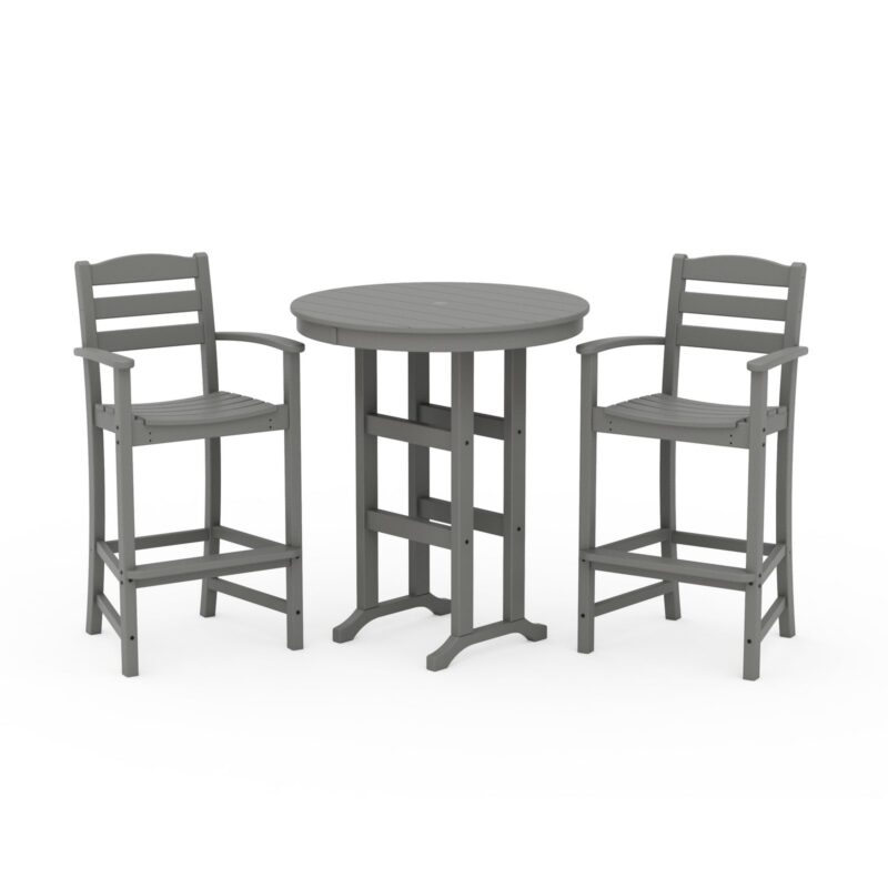 POLYWOOD La Casa Café 3-Piece Round Farmhouse Bar Set