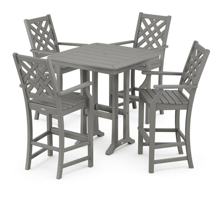 POLYWOOD Wovendale 5-Piece Bar Set with Trestle Legs
