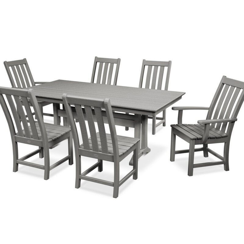 POLYWOOD Vineyard 7-Piece Farmhouse Dining Set with Trestle Legs