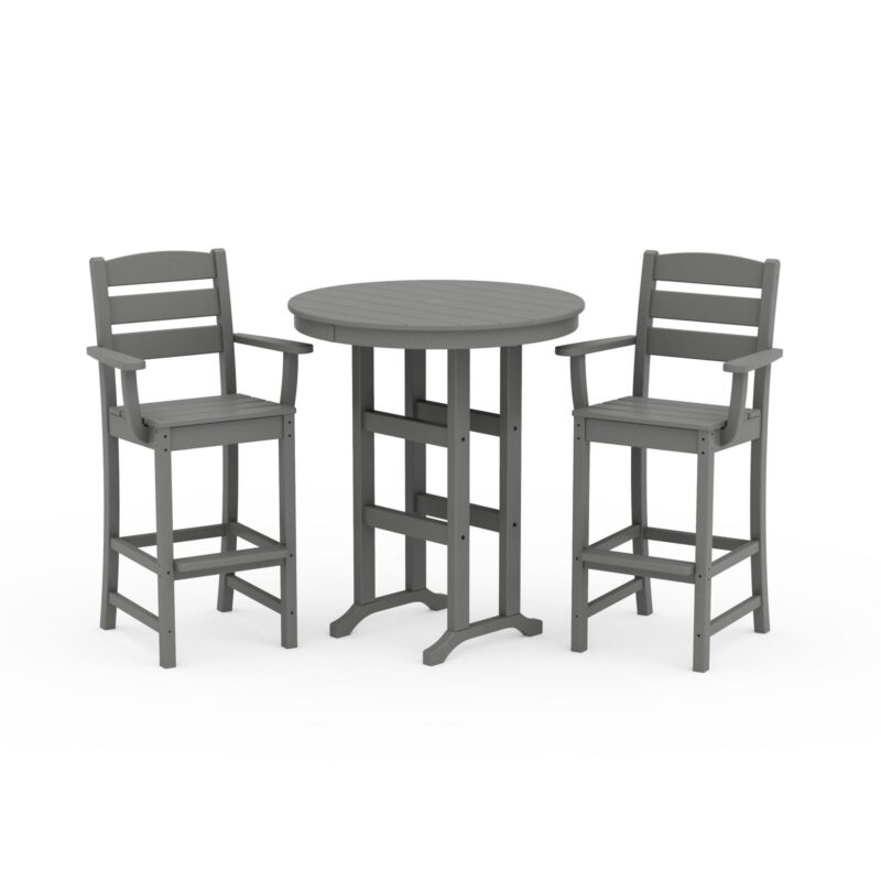 POLYWOOD Lakeside 3-Piece Round Bar Arm Chair Set