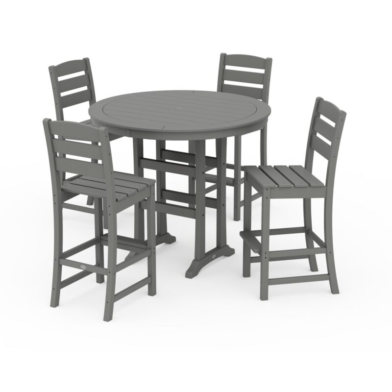 POLYWOOD Lakeside 5-Piece Round Farmhouse Side Chair Bar Set
