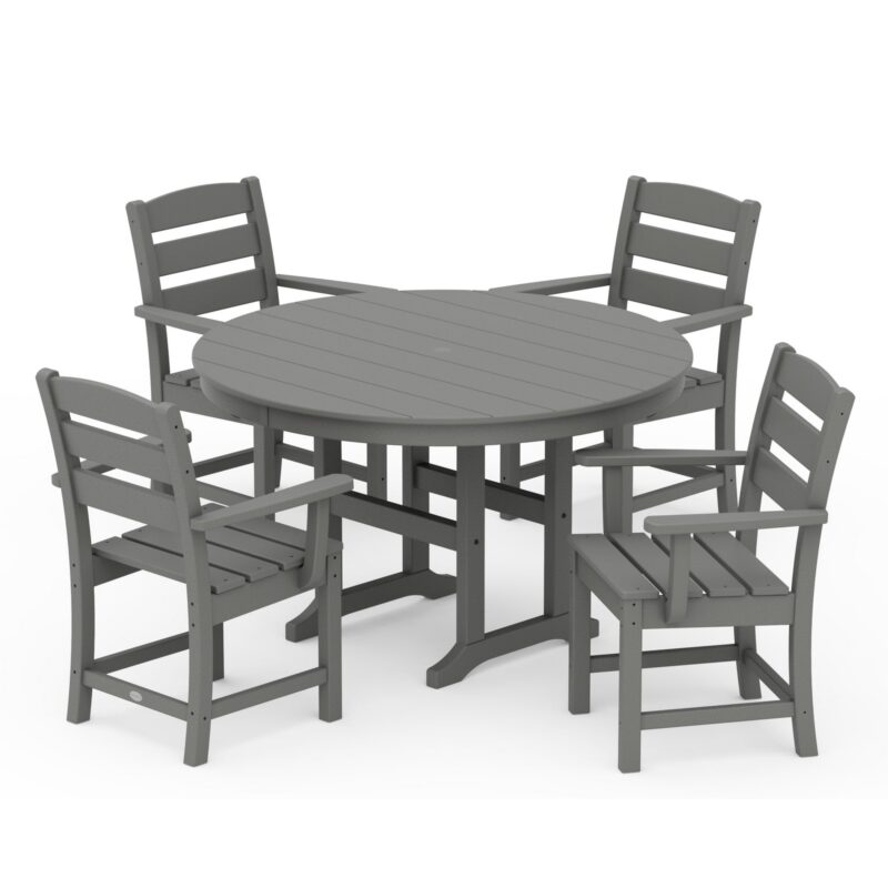 POLYWOOD Lakeside 5-Piece Round Farmhouse Dining Set