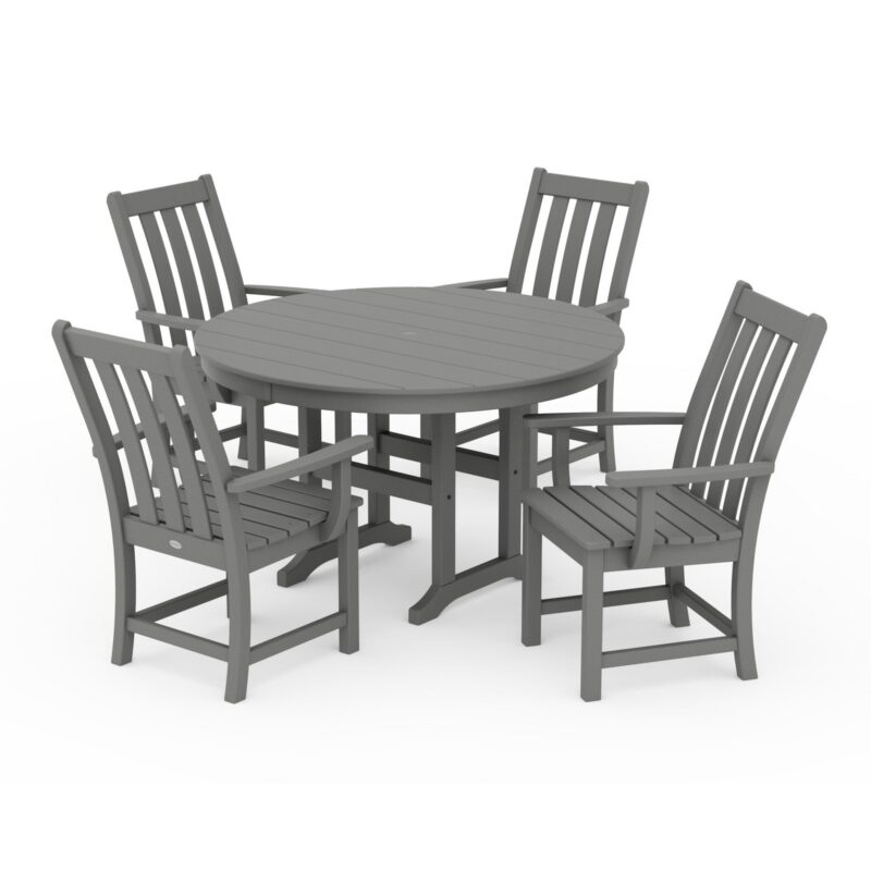 POLYWOOD Vineyard 5-Piece Round Farmhouse Dining Set