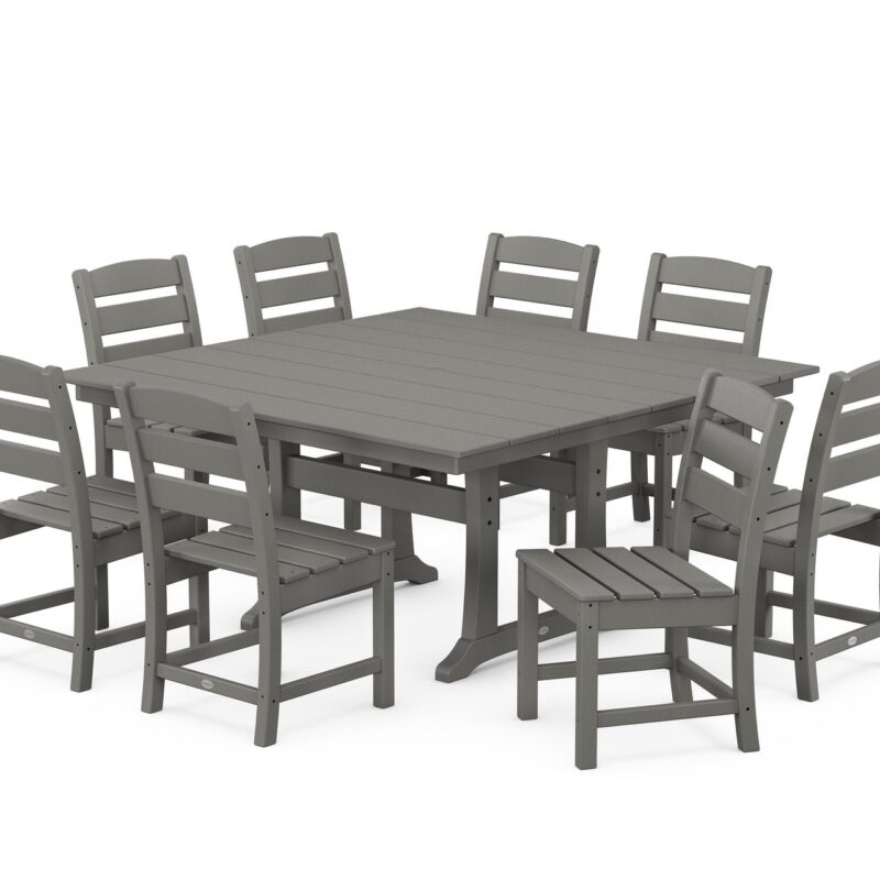 POLYWOOD Lakeside 9-Piece Farmhouse Trestle Dining Set