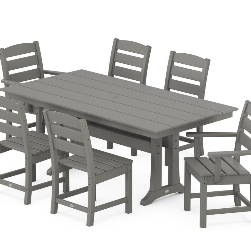 POLYWOOD Lakeside 7-Piece Farmhouse Dining Set with Trestle Legs