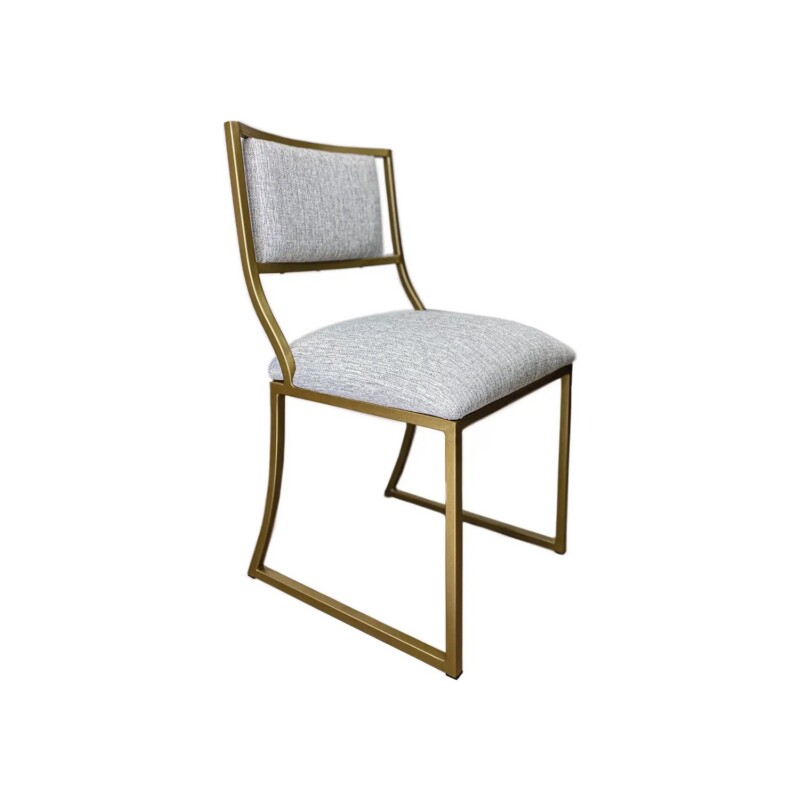 Wesley Allen Ki dining chair in Opaque Gold with Natural Oak Performance fabric