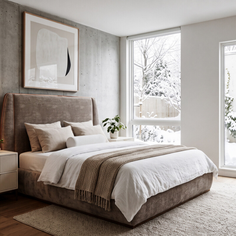 Wesley Allen Laurent bed in Hand Brushed Copper Bliss with Verona Wheat