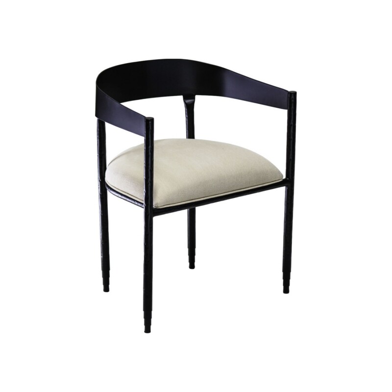 Wesley Allen Lorenzo dining chair in Hand Hammered Black with Chalk Performance fabric