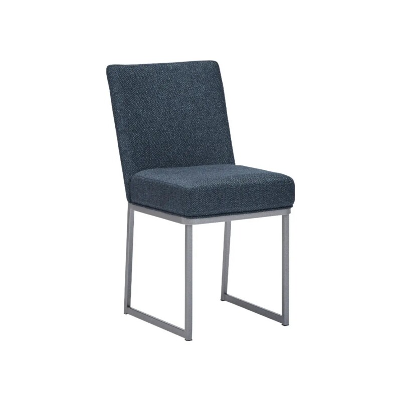 Wesley Allen Marbury dining chair in Silver Palladium with Charo Midnight Performance fabric