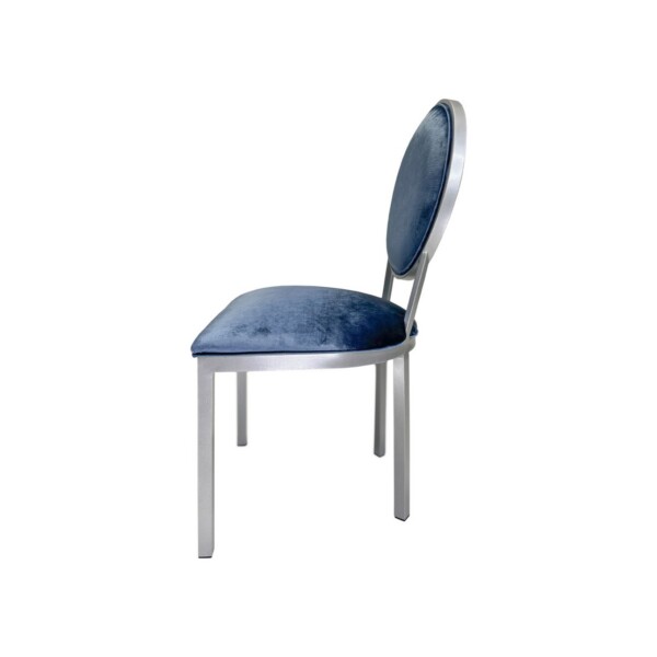 Wesley Allen Marquise dining chair in Platinum Gray with Posh Blue Velvet fabric view 2