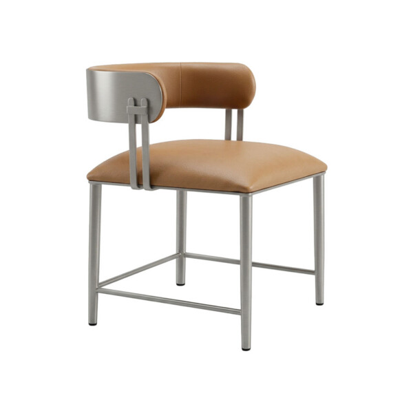 Wesley Allen Sinclair dining chair in Hand Brushed Champagne with Dillon Luggage vinyl