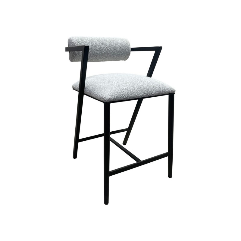 Wesley Allen Solaris bar stool in Matte Black with Zen Dawn fabric